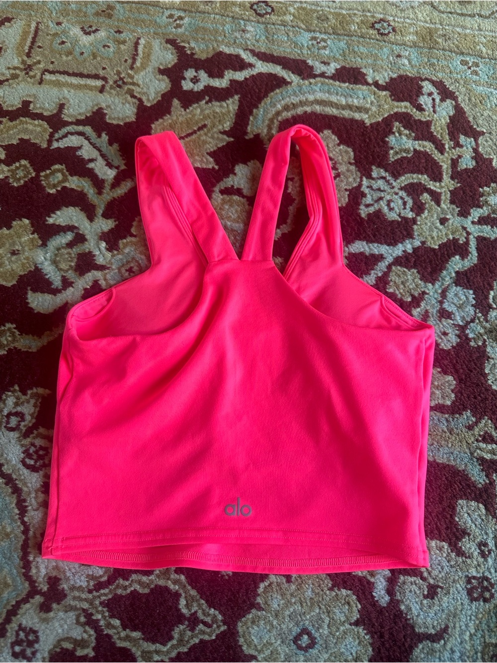 ALO Yoga Neon Pink V-Neck Sports Bra - Picture 3 of 3